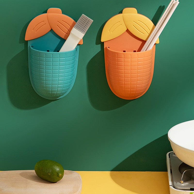 Leaf Shaped Punch Free Wall Storage Rack