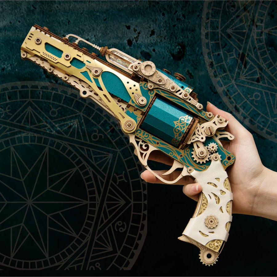 Mechanical Steampunk DIY Wooden Puzzle Toy Revolver - Image 3