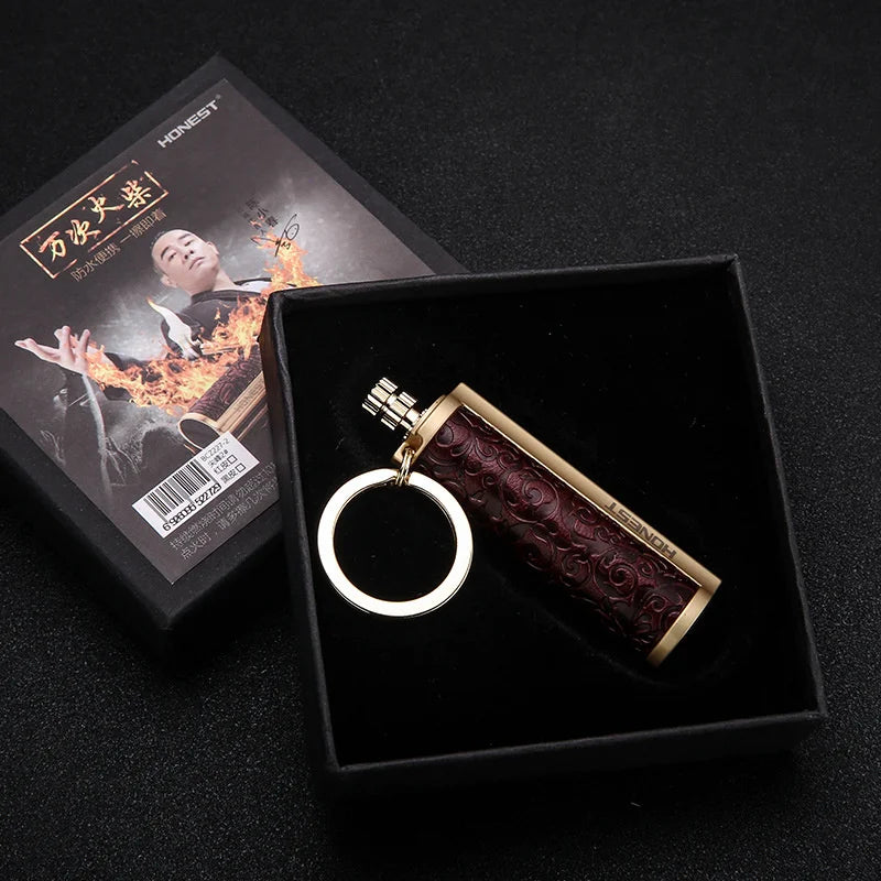 Leather Keychain Metal Match Inferno Lighter - Image 4