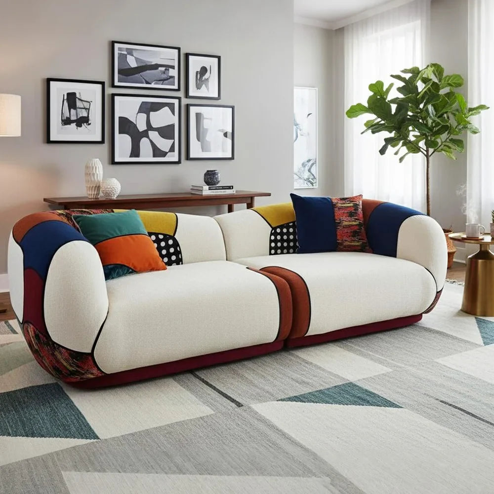 Matissero Bold Patchwork Colorblock Lounge Sofa - Image 8