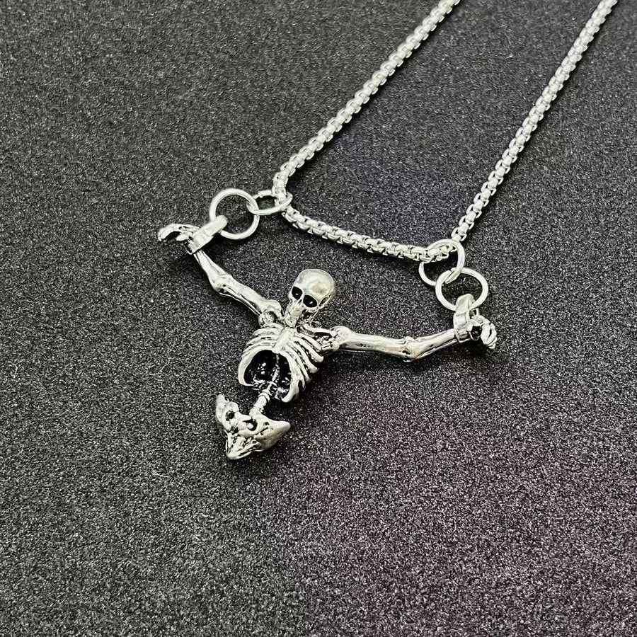 Silver Skeleton Pendant Chain Necklace - Image 7