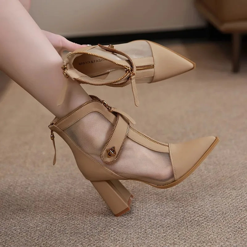 Heel Breeze Stylish Mesh Ankle Women Boots - Image 5