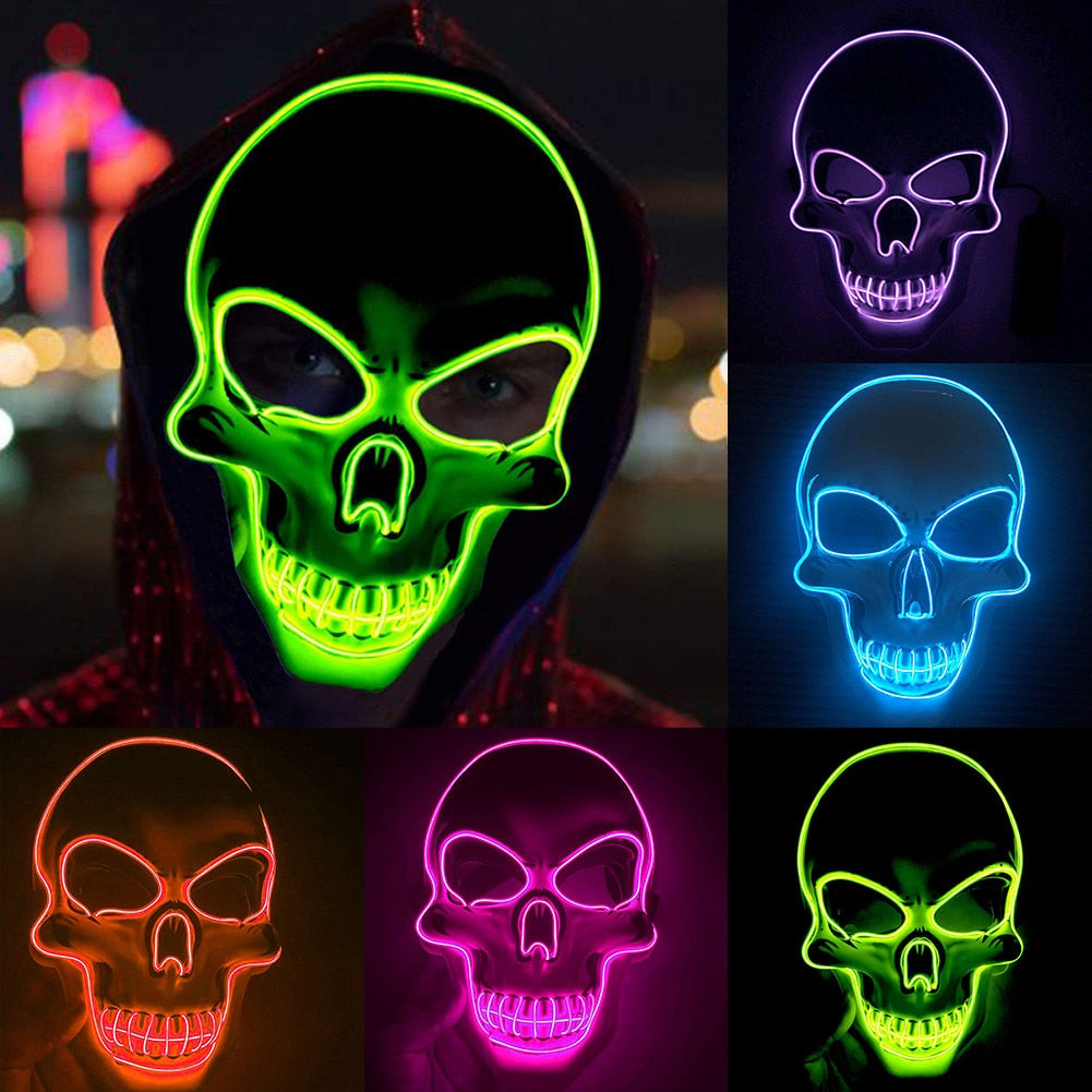 Neon LED Skeleton Party Mask - Image 0