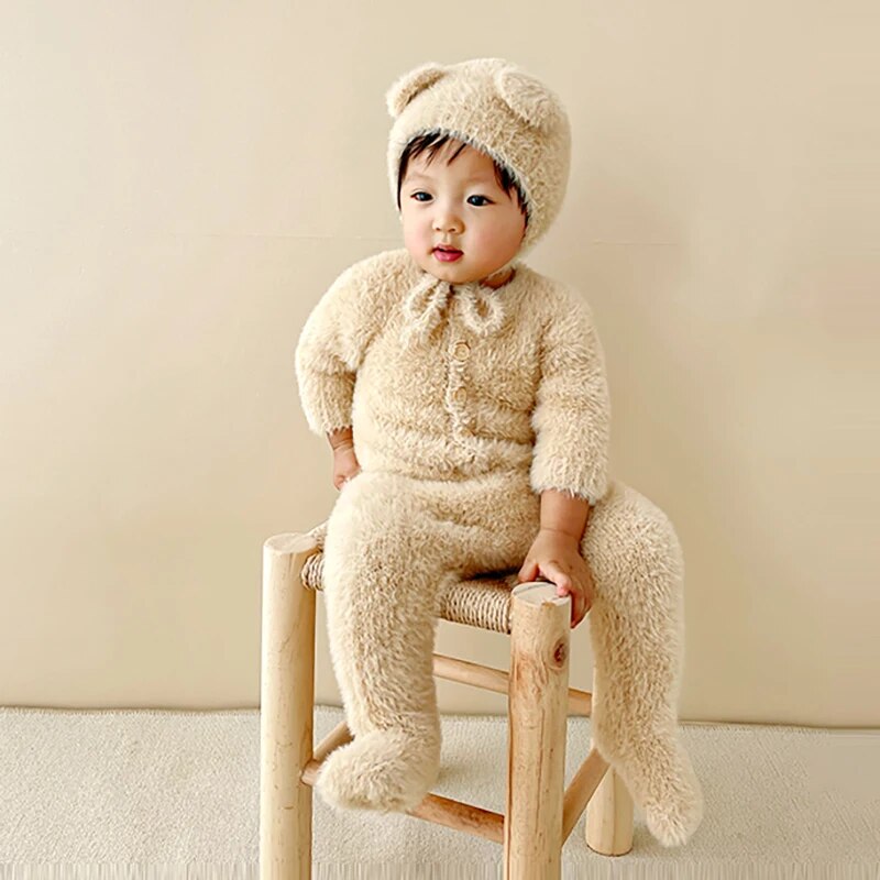 Cozy Bear Plush Newborn Jumpsuit - Image 3