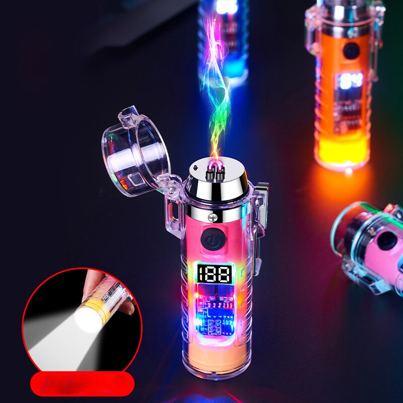 Windproof Double Arc Transparent Flashlight Lighter