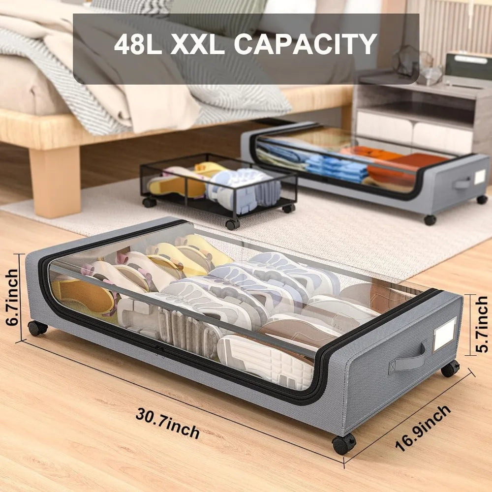 Underbed Storage Stackable Wheeled Box Organizer