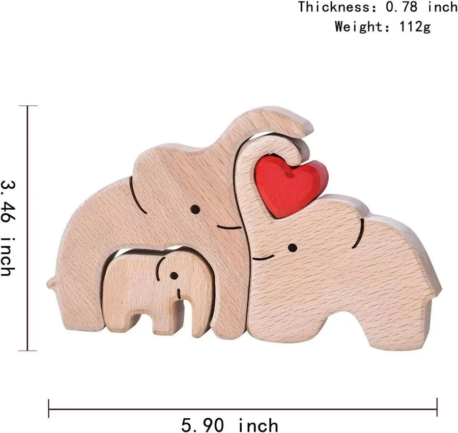 Big & Small Elephant Family Wooden Puzzle Decor