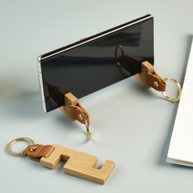 Portable Keychain Wood Phone Stand - Image 0