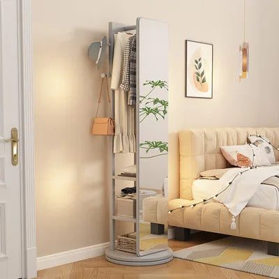 Rotatable Full-Body Mobile Mirror Coat Organizer - Image 6