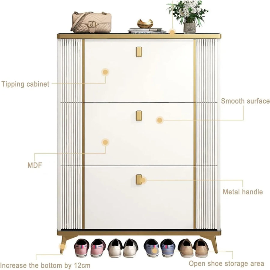 Home Essentials Elegant Shoe Cabinet With 3 Flip Drawers - Image 3