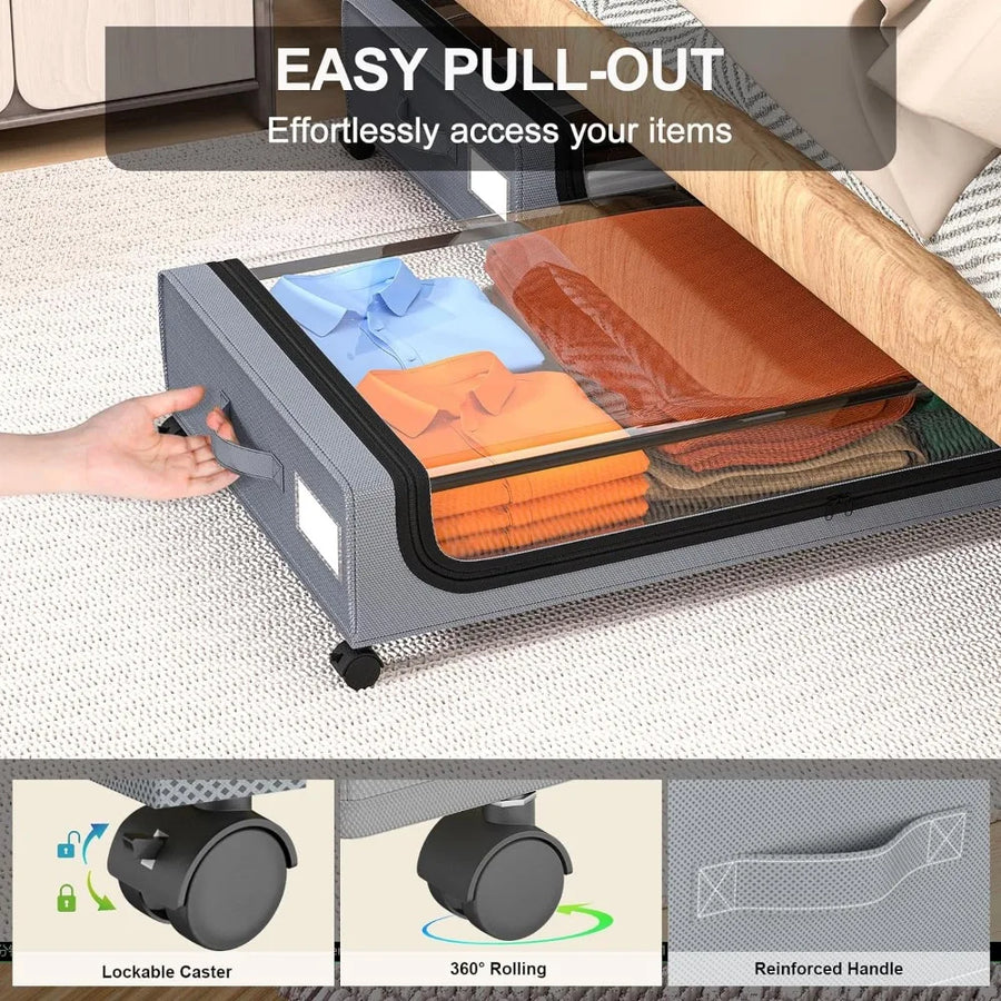Underbed Storage Stackable Wheeled Box Organizer - Image 2