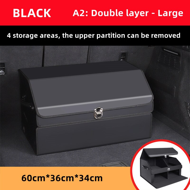 Car Guru Leather Large Capacity Trunk Organizer Box