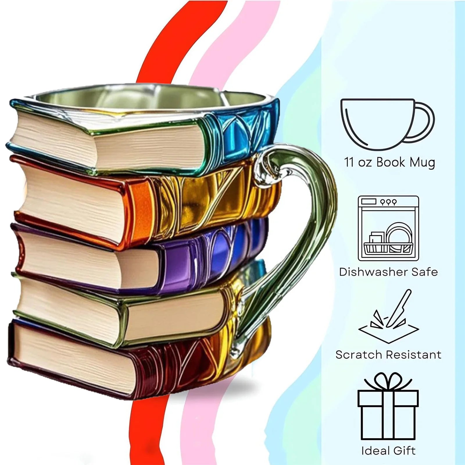 Stacked Books Shape Coffee Mug - Image 6
