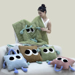 Cute Monster Portable Soft Throw Pillow Blanket