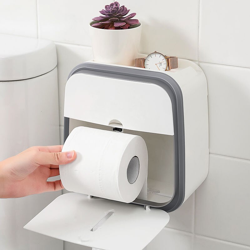 Wall-Mounted Bathroom Organizer Tissue Box Holder - Image 0