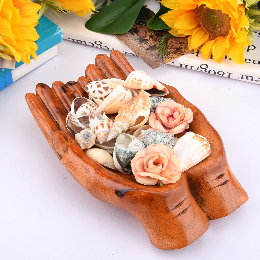Giving Praying Wooden Carved Hands Candy Holder Home Decor - Image 0