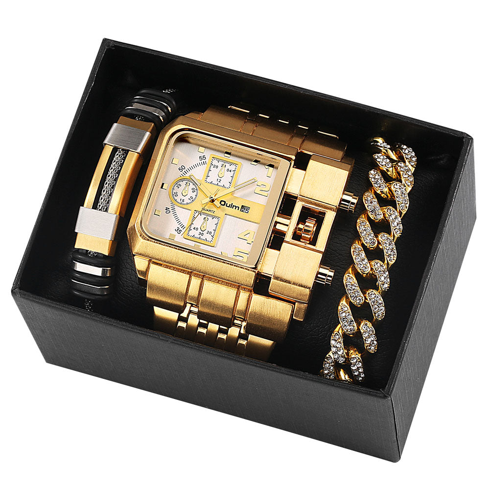 Big Dial Watch Quartz Business Men Gift Set