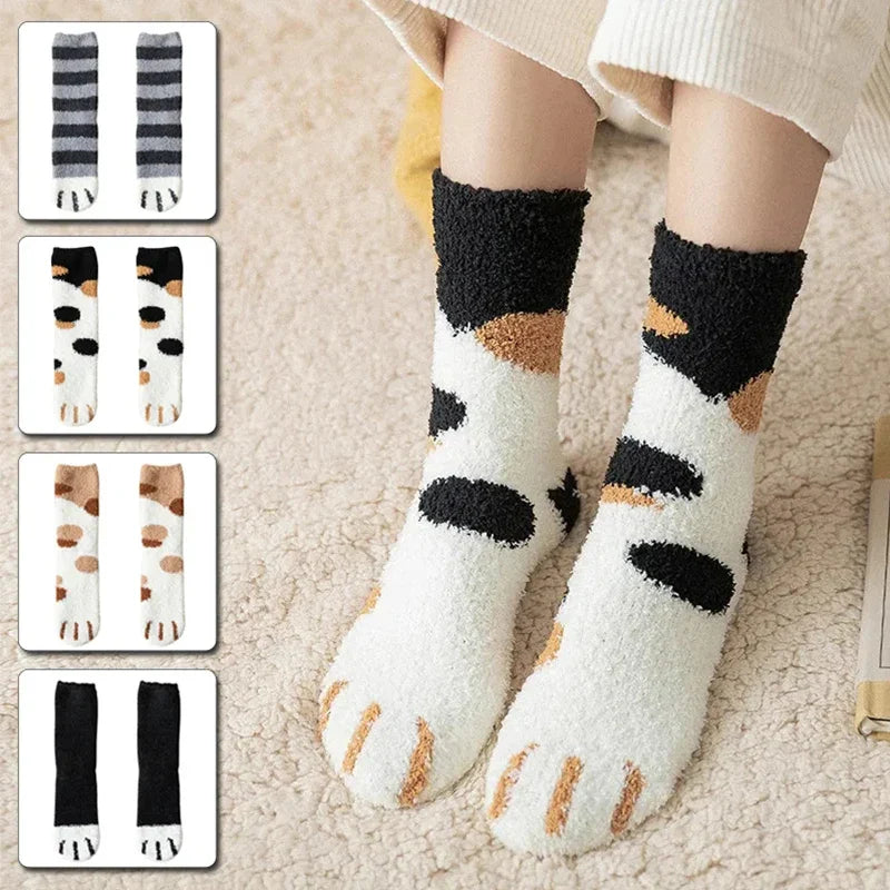 Plush Winter Cute Cat Paws Sock - Image 6