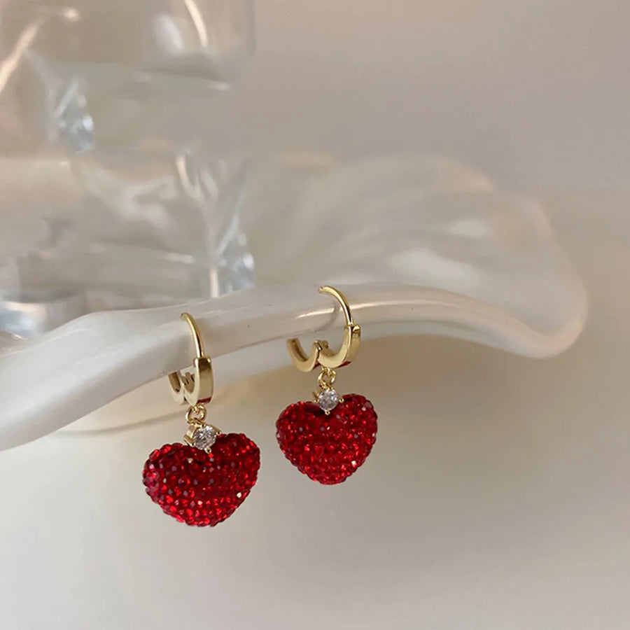 Red Romance European Style Heart Earrings - Image 0