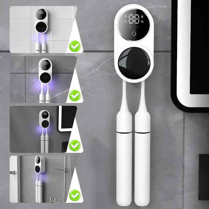 Wall-Mounted UV Light Sterilizer Toothbrush Holder