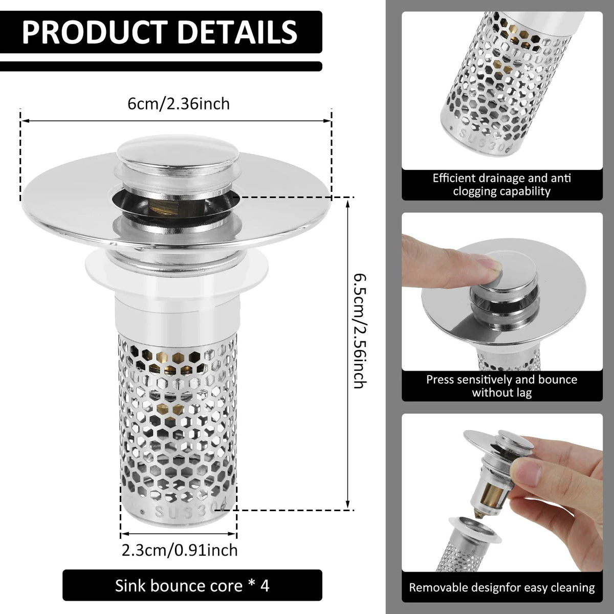 Sink Drain Anti-Odor Hair Catcher Filter