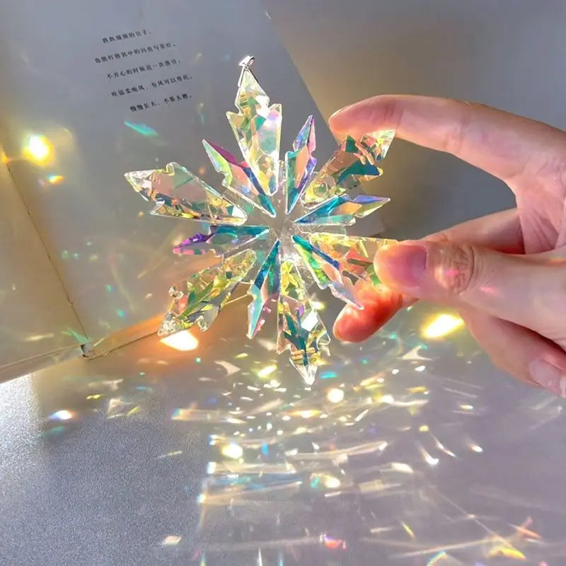 Transparent Snowflake Rainbow Car Pendant Decor