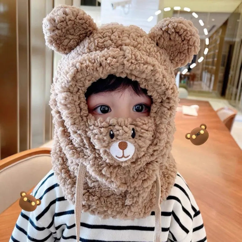 Plush Warm Bear Winter Scarf Mask