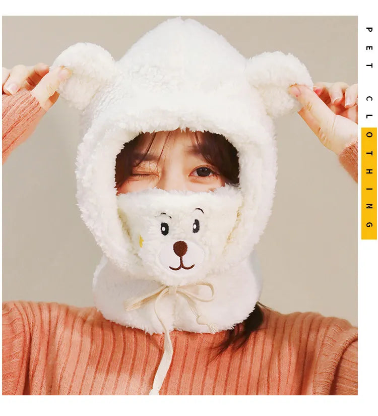 Plush Warm Bear Winter Scarf Mask - Image 10