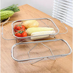 Space-Saving Over-Sink Mesh Strainer Rack