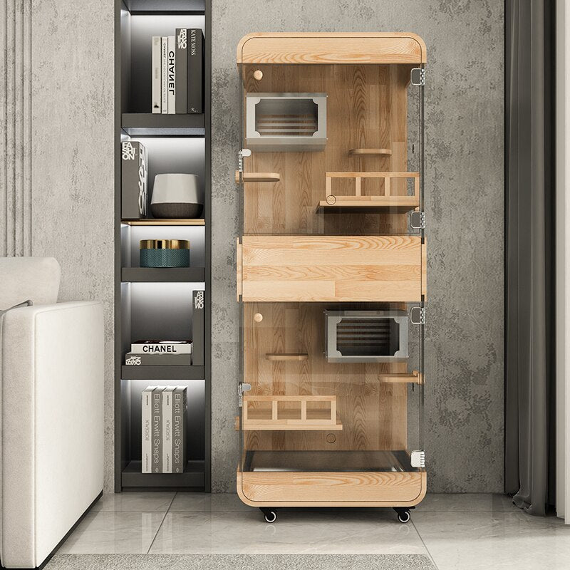 Dreamscape Panoramic Transparent Solid Wood Pet House - Image 2
