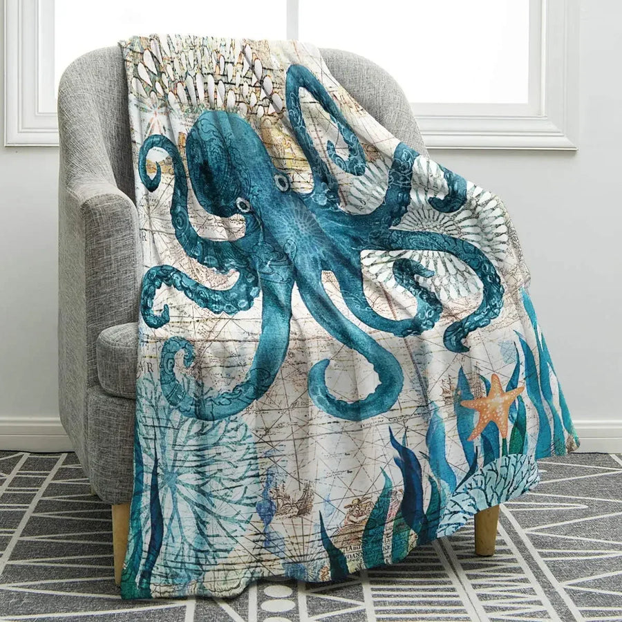 Sea Life Ocean Throw Octopus Blanket - Image 1