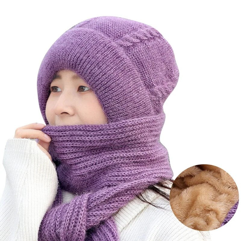 Winter Protection Plush Hat Scarf