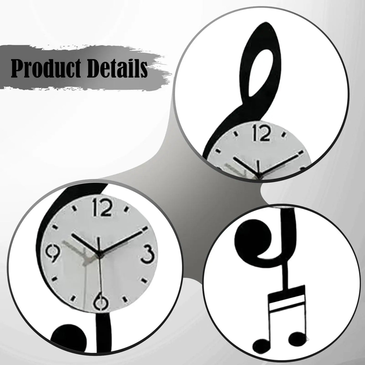 Musical Note Pendulum Wall Clock - Image 3