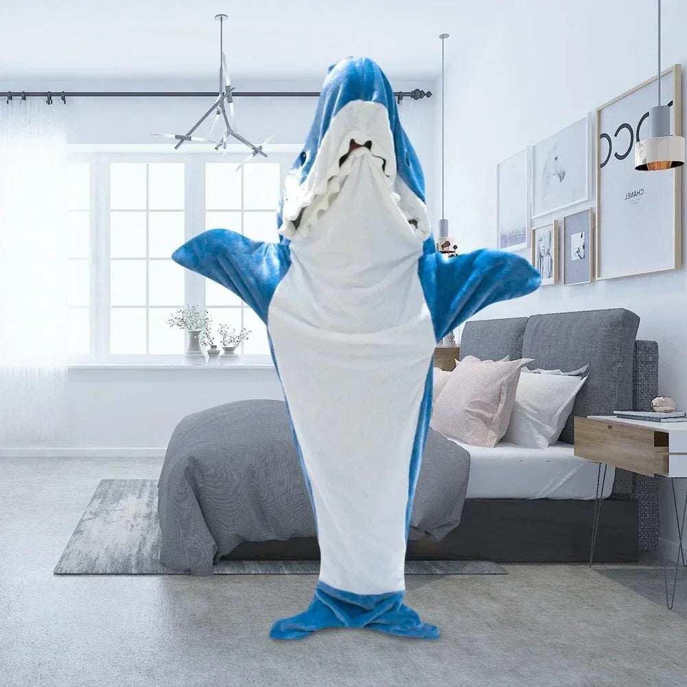 Snuggly Shark Cozy Hooded Onesie Blanket