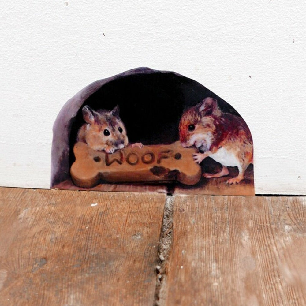 3D Mouse Hole Funny Wall Stickers