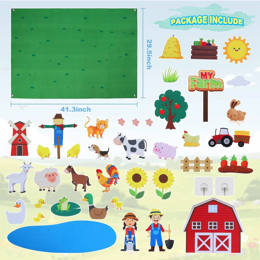 Interactive Early Learning Farm Animals Felt Story Board Set - Image 4