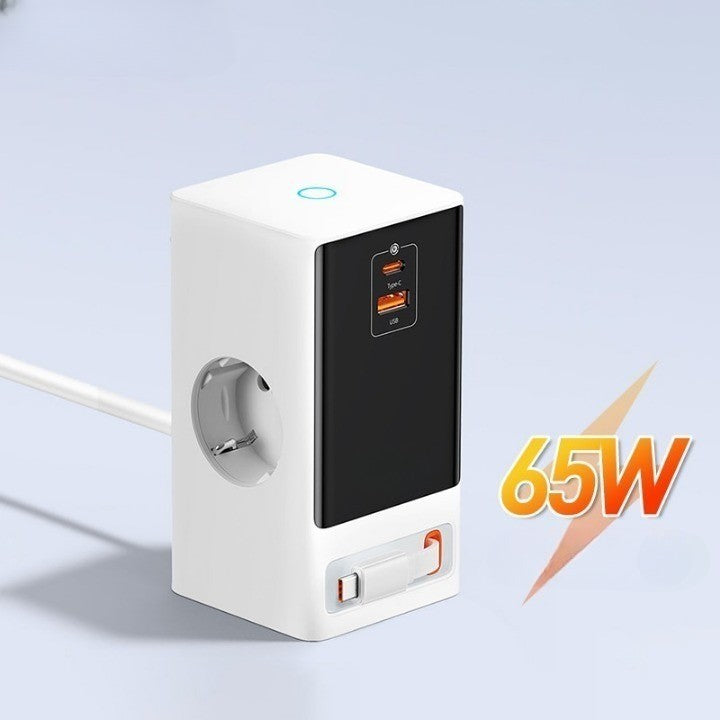 Retractable Cable Fast Charging Digital Power Strip - Image 0