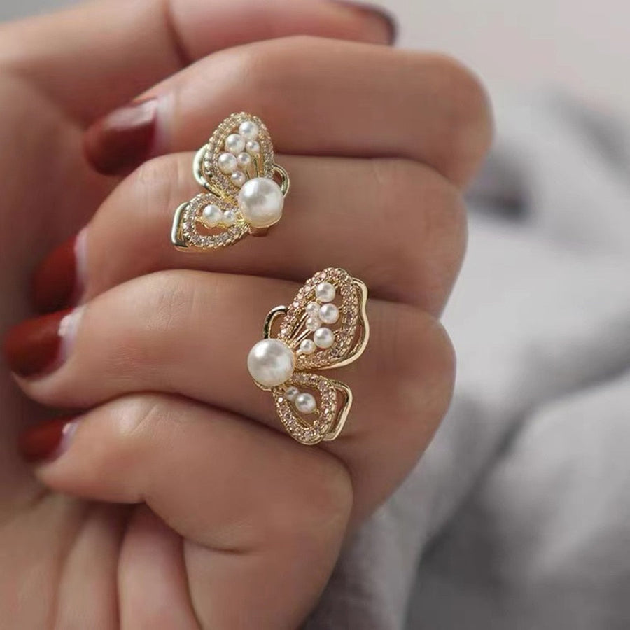 Shiny Zircon Korean Style Butterfly Chic Earrings - Image 7