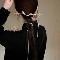 Snake Wrap Long Tassel Chain Hair Pin Clip - Image 1
