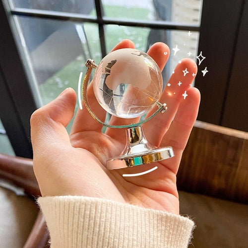 Crystal Transparent Miniature Glass Earth Globe - Image 0