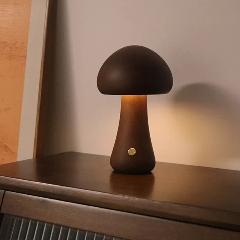 Touch Switch Wooden Mushroom LED Night Lamp - Image 13