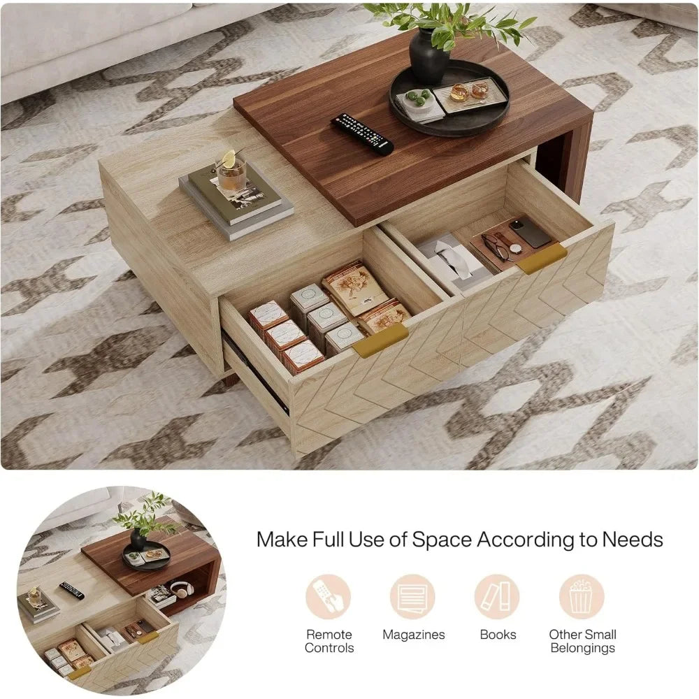 Urban Lift Extendable Wooden Hidden Storage Coffee Table - Image 7