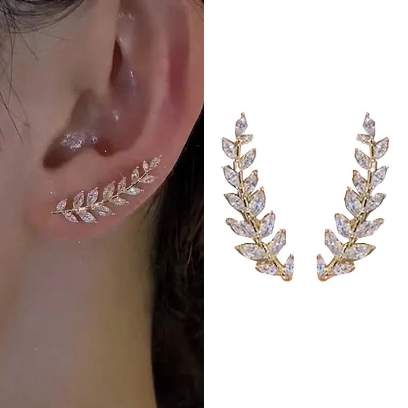 Crystal Leaf Design Cuff Earring - Image 2