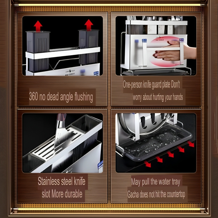 Stainless Steel Wall Mounted Knife Organizer Rack - Image 2