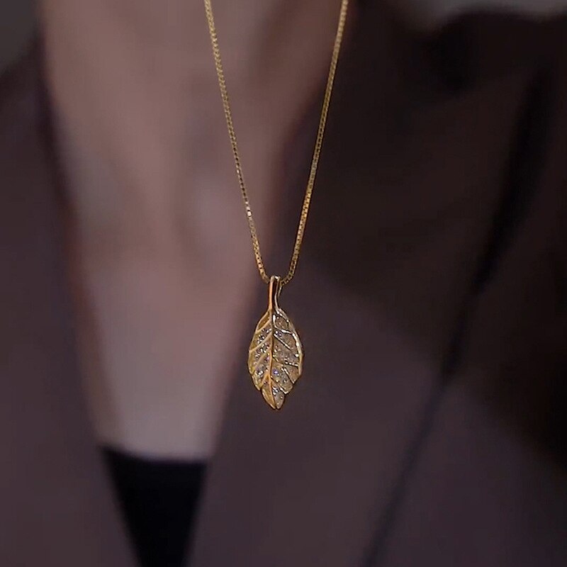 Nature Sparkle Tree Leaf Pendant Necklace - Image 0