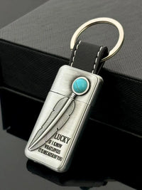 Turquoise Stone Vintage Metal Keychain Lighter - Image 5
