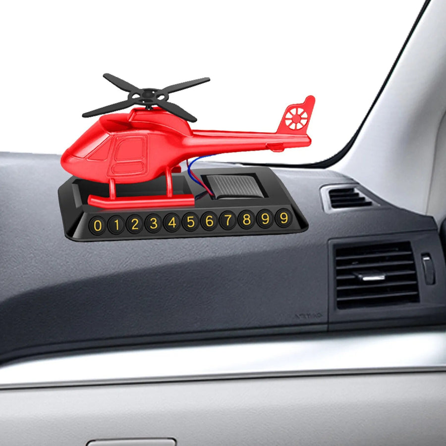 Helicopter Solar-Powered Car Air Freshener Parking Number Plate - Image 0