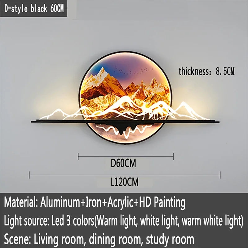 Mountain Sunset Scene LED Wall Lamp