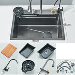 Stainless Steel Cup Washer Waterfall Kitchen Sink