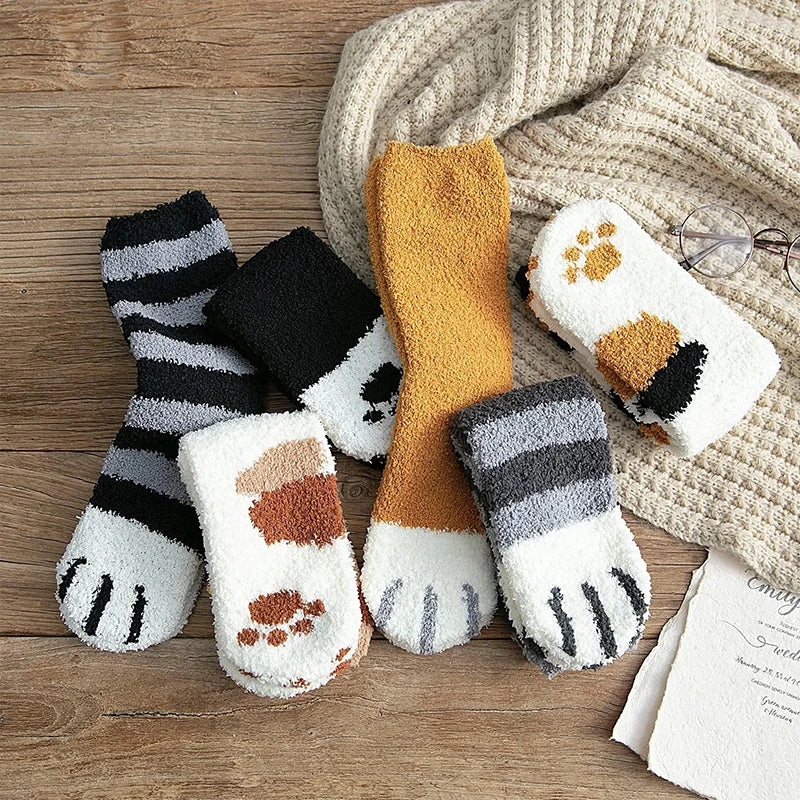 Plush Winter Cute Cat Paws Sock - Image 4